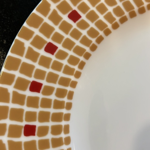 RED & GOLD MOSAIC SALAD PLATE 8 1/8" by BRIDGET DOBSON - Picture 7 of 9